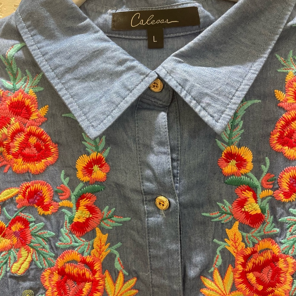 Calessa Embroidered Long Sleeve Button Down Shirt